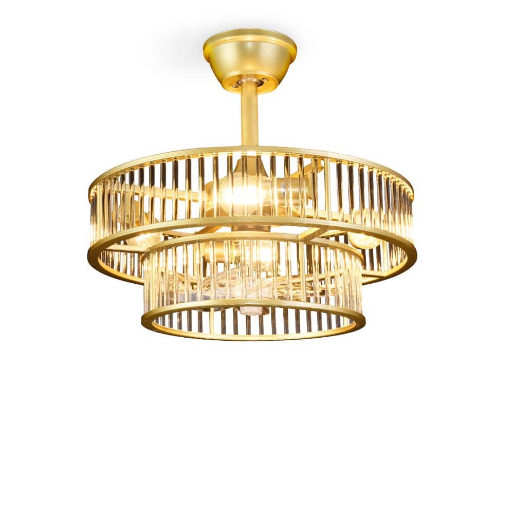 20 in. Modern Crystal Ceiling Fan Lights, Luxury Gold Fandelier with Remote, Invisible Blades Fan, 4*E26 (excl. bulb) price history on PriceWatchPro