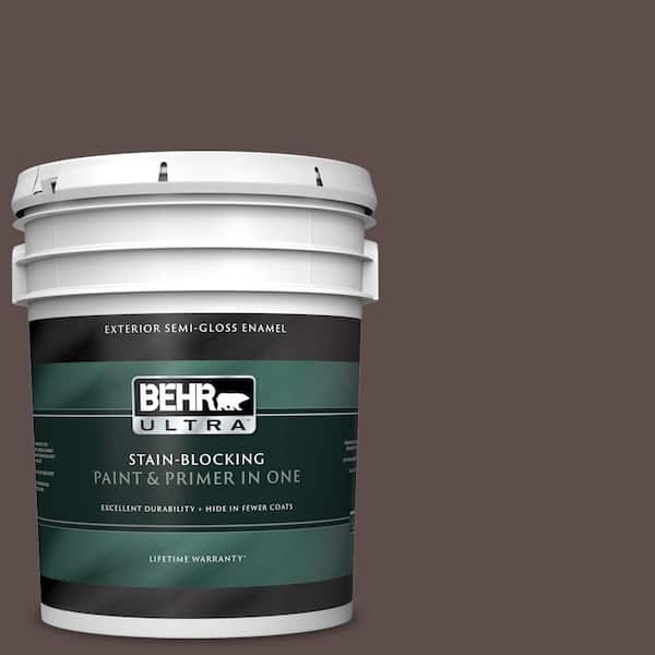 BEHR ULTRA 5 gal. #UL130-1 Scented Clove Semi-Gloss Enamel Exterior Paint and Primer in One