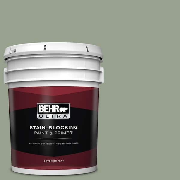 BEHR ULTRA 5 gal. #N390-4 Bitter Sage Flat Exterior Paint & Primer