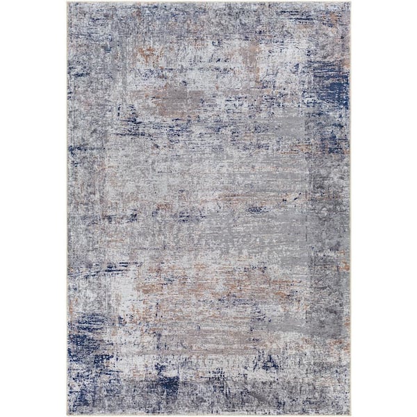 Livabliss Lowrey Brown/Dark Blue 8 ft. x 10 ft. Traditional Indoor Machine-Washable Area Rug