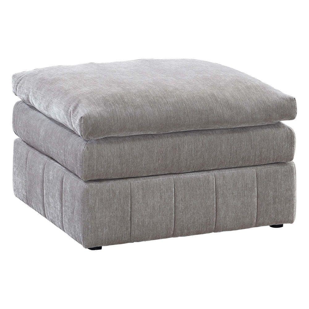 Luna Modular Plush Triple-Layer Cushioned Ottoman, 33" Grey Suede