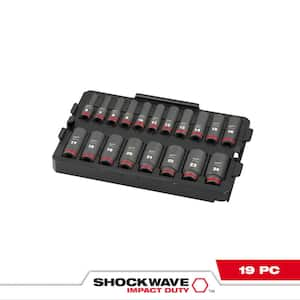 SHOCKWAVE Impact-Duty 3/8 in. Drive Metric Deep Well Impact Socket Set (19-Piece)