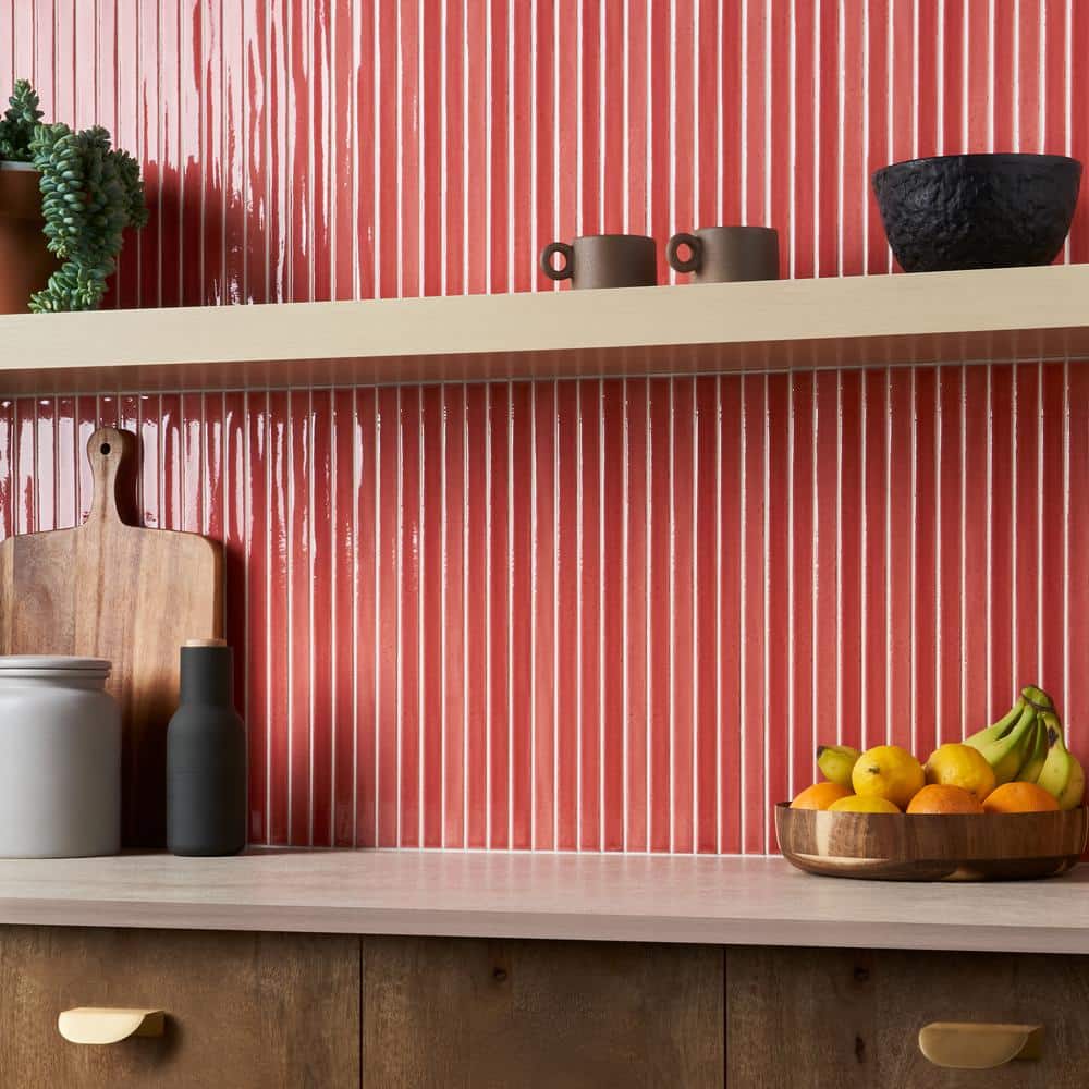 Wild Coralito Pink Glossy Ceramic Mosaic Wall Tile