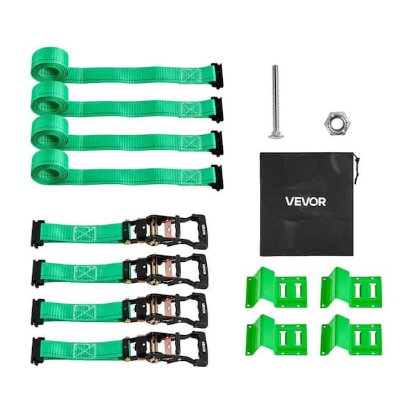 Wheel Chock Tie-Down Kit, Chock-Style Trailer Tie Down Strap, Car Tie Down Kit with Buckle, Break Strength 4380 lbs.