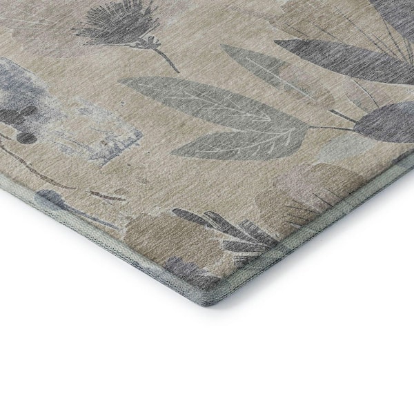 Mayfield Premium Machine Washable Abstract AMF1549 Beige 2 ft. x 3 ft. Area Rug