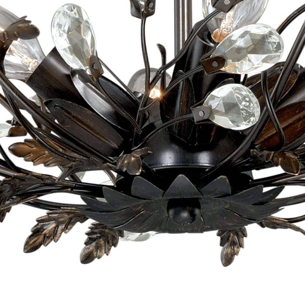 Elysian Bronze & Crystal Vine 19" Semi-Flush Ceiling Light