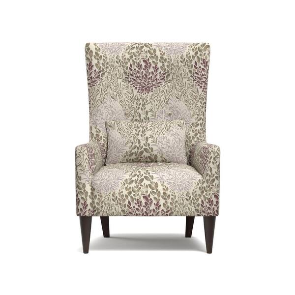 Handy Living Venecia Purple Multi Floral Shelter High Back Wing Chair in