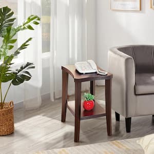 26 in. Brown Rectangle Wood End/Side Table with Wooden Frame