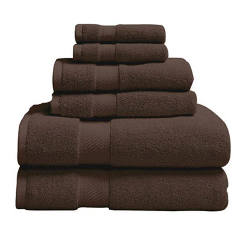 6-Piece Chocolate Luxury Quick Dry 100% Cotton Bath Towel Set 826941WYK -  The Home Depot