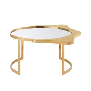 Mariana 31.5 in. Gold Specialty Glass Coffee Table