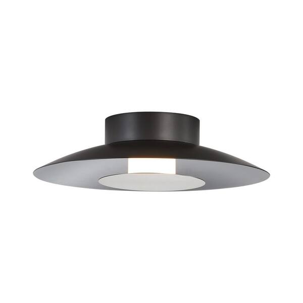 Golden Lighting - Luma 11.75 in. 12-Watt Soft Modern Graphite Integrated LED Flush Mount with Sand Nickel Shade