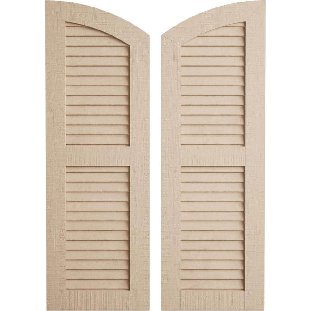 "15"" x 42"" Timberthane Polyurethane Rough Cedar 2-Equal Louvered with Elliptical Top Faux Wood Shutters Pair in Primed" price history on PriceWatchPro