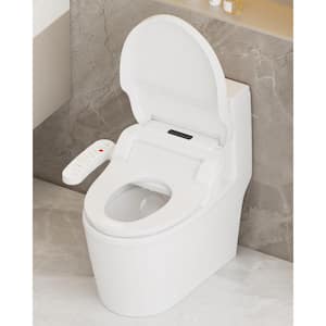 Electric Bidet Seat for Elongated Toilets in White with 4-in-1 Cleaning Mode, Warm Air Drying, Seat Sensor and Heating