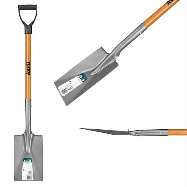 Anvil 28 in. D-Grip Short Wood Handle Garden Spade 77424-948 - The