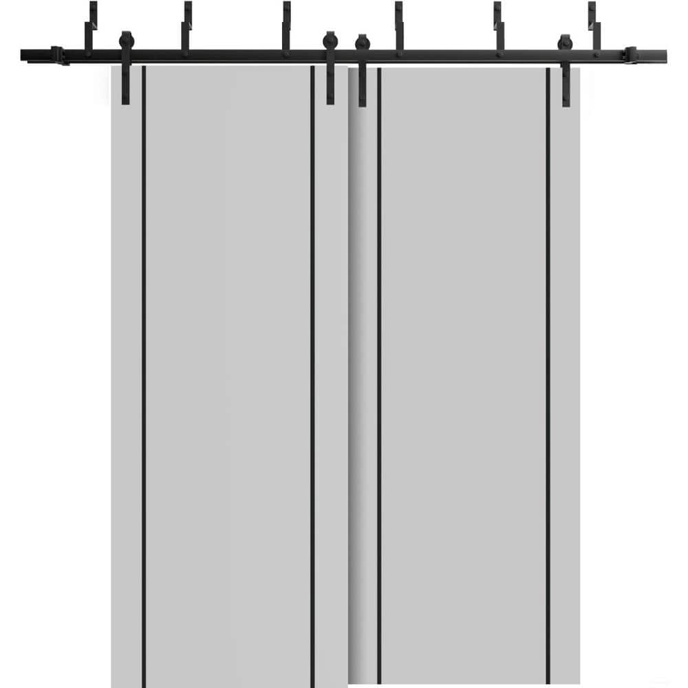 72 in. x 96 in. 2 Panel Matte Grey Solid Wood with Honeycomb Sliding Barn Door with Hardware Kit price history on PriceWatchPro