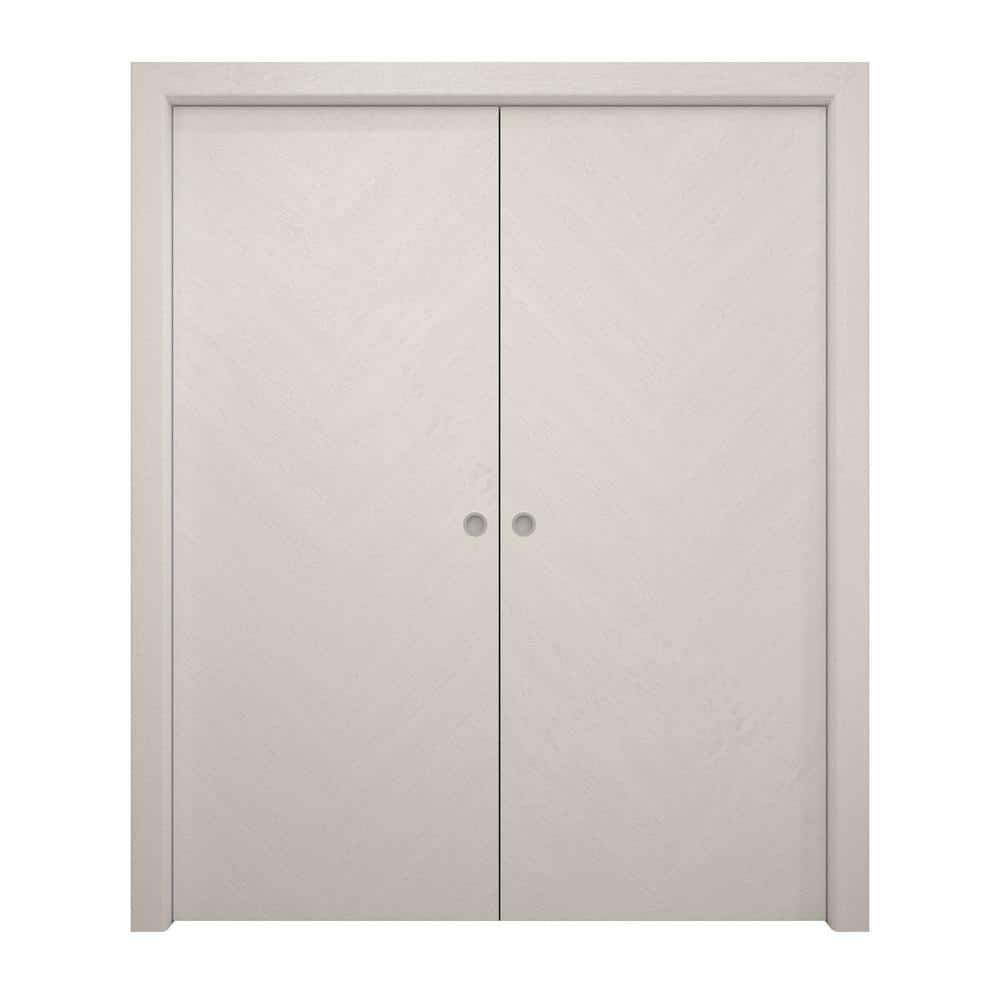 64 in. x 84 in. Painted White Oak Solid Wood Double Pocket Doors With Hardware price history on PriceWatchPro