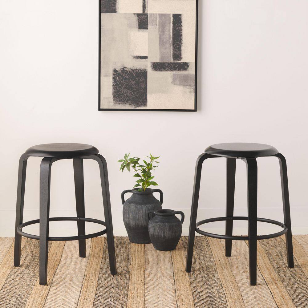 Safavieh Luella Round Backless Counter Stool, Black (Set of 2)