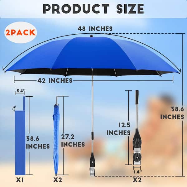 Angel Sar 2-Pack 3.2 ft. 360 ° Adjustable Chair Umbrella with