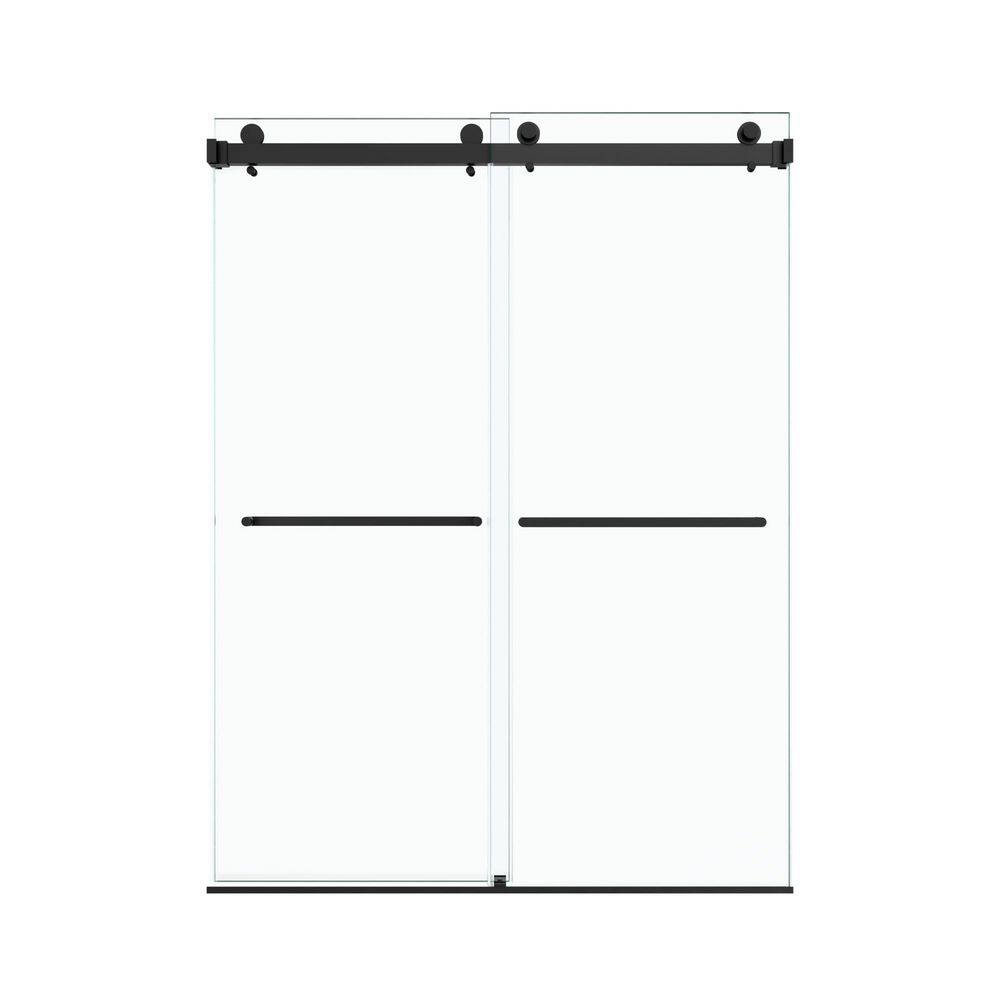 56-60 in. W x 80 in. H Frameless Sliding Shower Door in Matte Black with 3/8 in. Thick SGCC Tempered Glass price history on PriceWatchPro