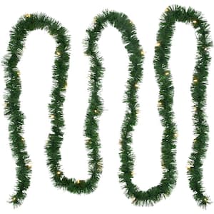 18 ft. x 3 in. Pre-Lit Pine Artificial Christmas Garland Warm White LED Lights