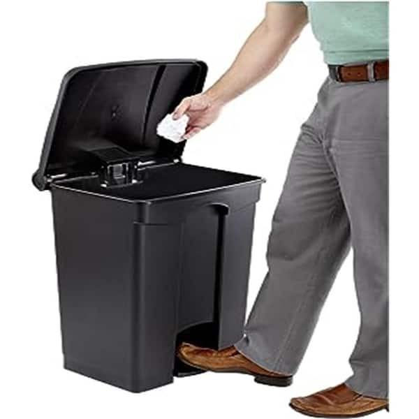 Untouchable 50 Gal. Gray Plastic Square Trash Can