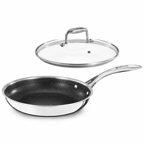 10 in Hybrid Ceramic Nonstick Fry Pan with Tempered Glass Lid, Stay-Cool Handles and All-Cooktop Use