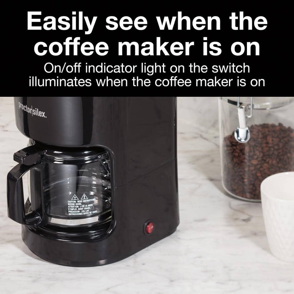 Proctor Silex 10-Cup Black Drip Coffee Maker with Glass Carafe