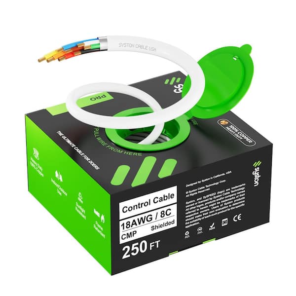 250 ft. 18/8 White CL3P/CMP Plenum Rated Sheilded Stranded Bare Copper Security/Alarm/Control/Sound Wire UV Resistant