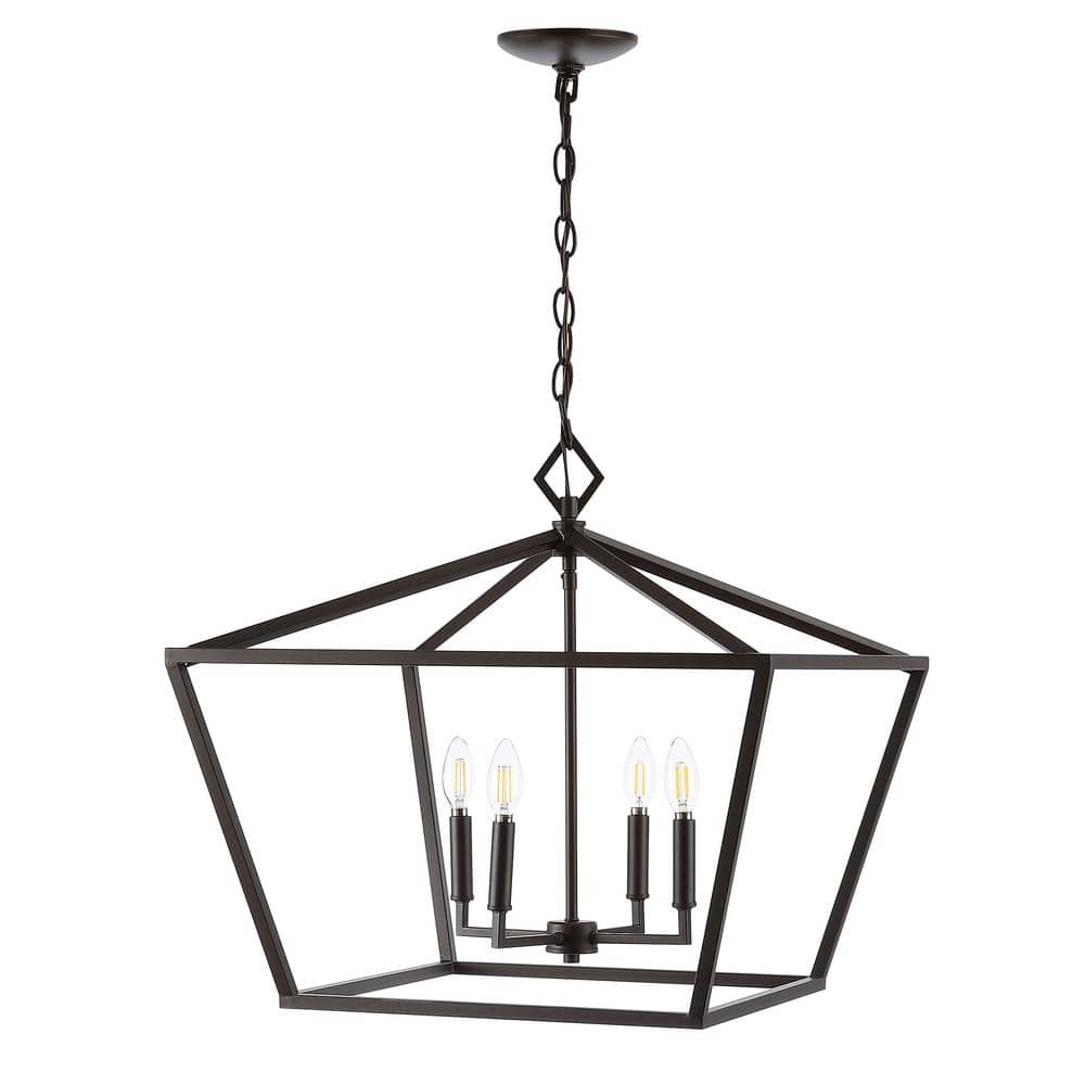 Gatsby Adjustable 98" Rustic Iron LED Lantern Pendant in Oil-Rubbed Bronze