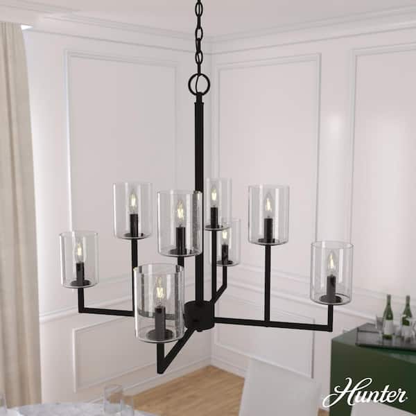 Kerrison 8-Light Natural Iron Geometric Chandelier with Clear Seeded Glass Shades