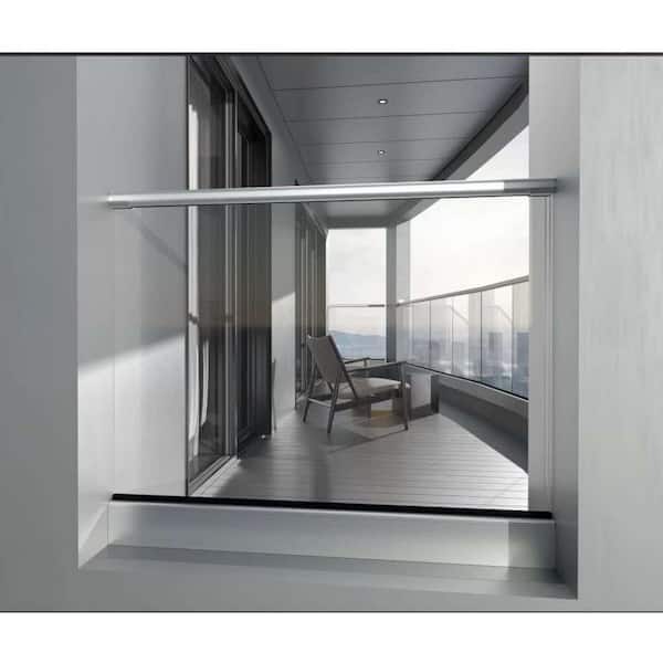 40 in. x 36 in. Clear Laminated Glass Railing with Aluminum Base and Top Handrail