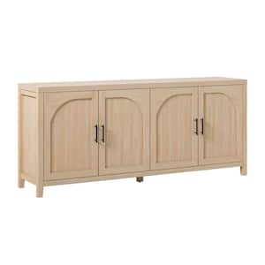 Modern Coastal Oak MDF 70 in. Reeded Sideboard with Arched Doors