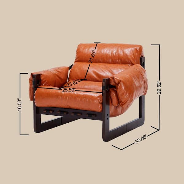 anpport Vintage Orange Oil Waxed Leather Accent Chair with