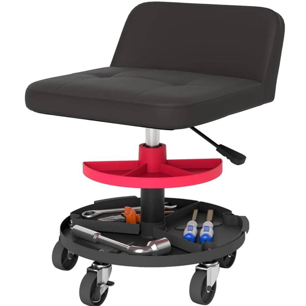 Black Rolling Creeper Mechanic Stool, 300 LBS Capacity Adjustable Height Garage Seat with 360° Swivel Casters, Lockable price history on PriceWatchPro