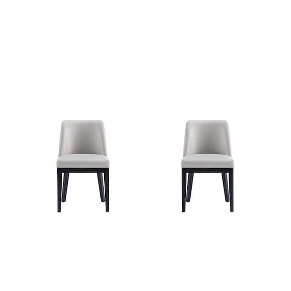 Manhattan Comfort Gansevoort Light Grey Faux Leather Dining Chair (Set of 2)