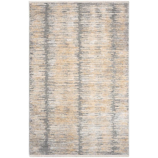 Nourison Grey Gold 3 ft. x 5 ft. Abstract Contemporary Abstract Hues Area Rug