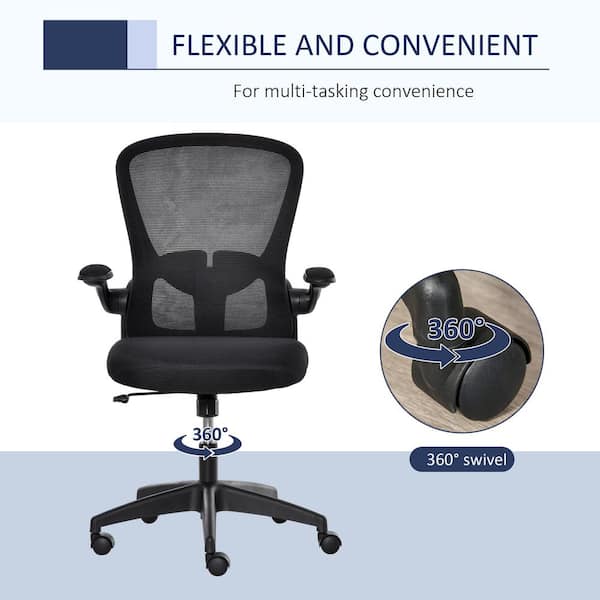 Office Chair Black Ergonomic Swivel Mid Back 360° Swivel Computer Task Chair 