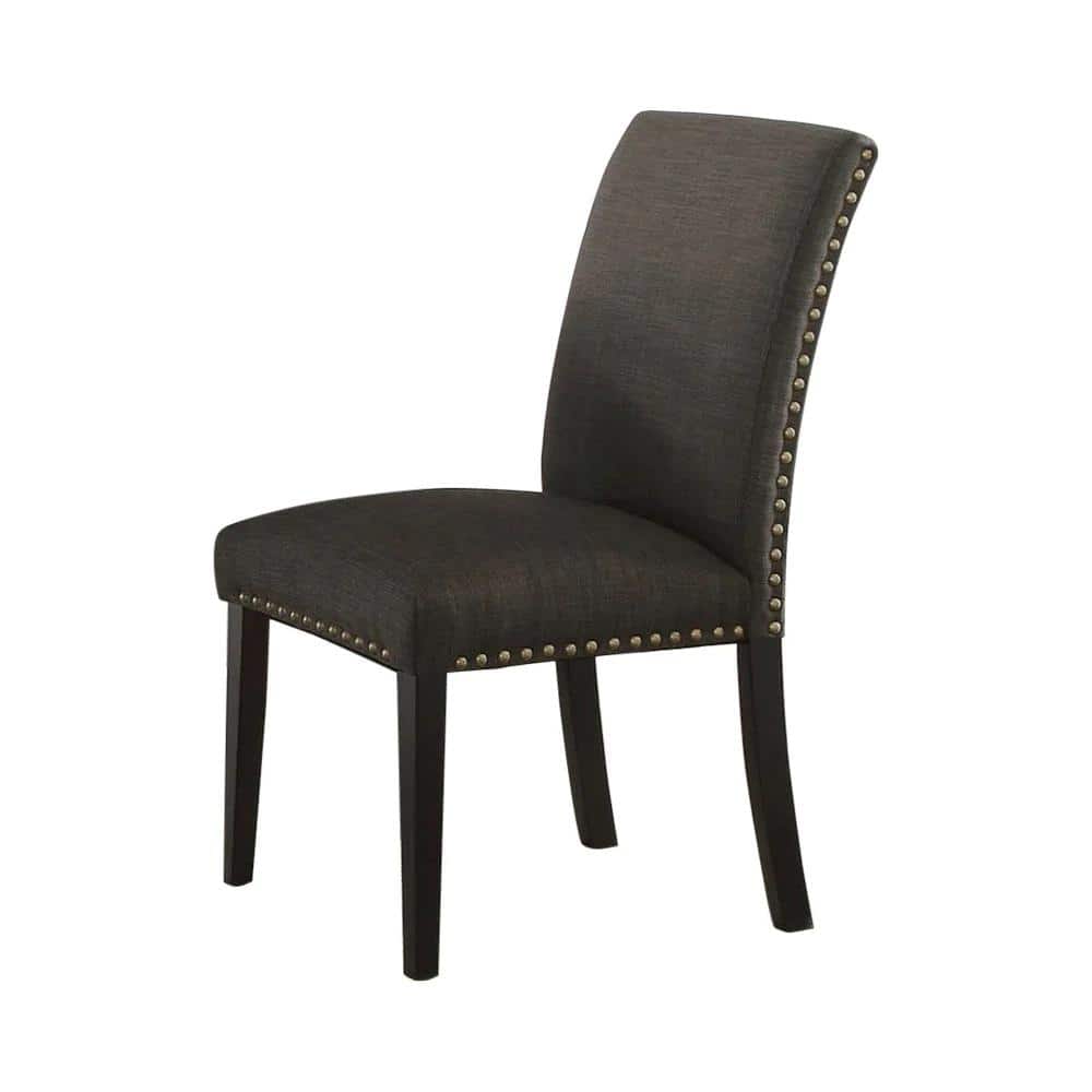 VERYKE Ash Black Finish Polyfiber Tufted Dining Room Chairs with