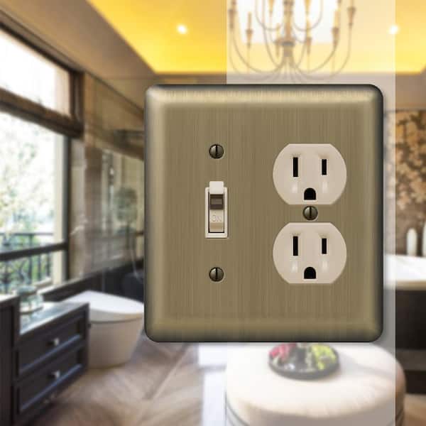 Brass 2-Gang 1-Toggle/1-Duplex Wall Plate (1-Pack)