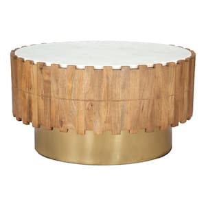 Bombay Collection 30.1 in. Natural Round Marble Coffee Table