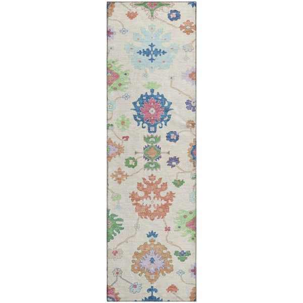 Mayfield Premium Machine Washable Abstract AMF2532 Linen 2 ft. x 7 ft. Runner Rug