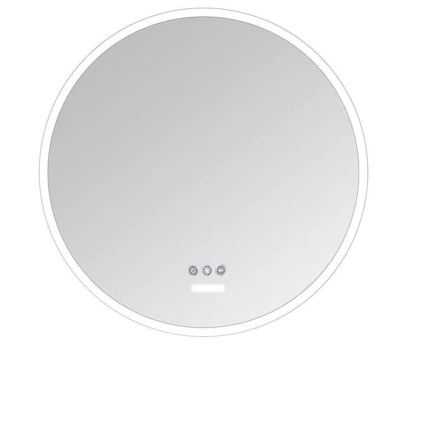 taholi 1.6 in. W x 26 in. H Small Round Acrylic Framed Wall Bathroom Vanity Mirror in Silver