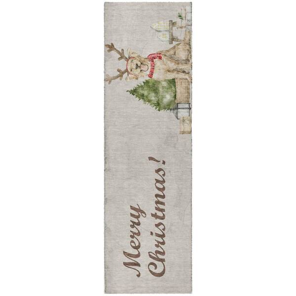 Dream Shag Premium Machine Washable Abstract ADS219 Taupe 2 ft. x 7 ft. Runner Rug