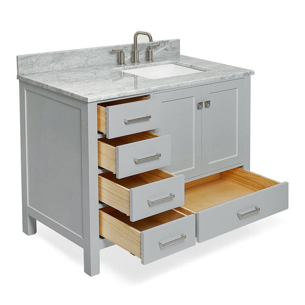 Cambridge 43" Gray Freestanding Vanity with White Marble Top