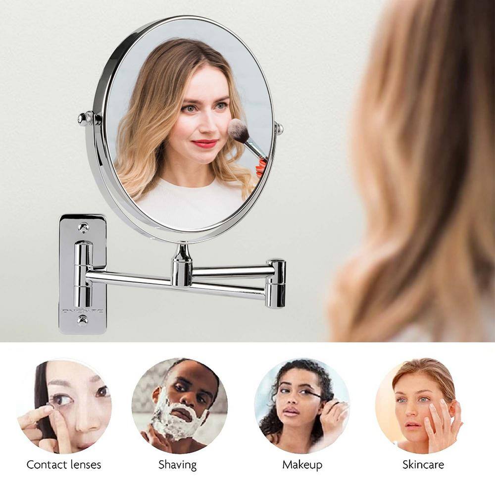 Polished Chrome Dual-Sided 7X Magnifying Wall Mirror