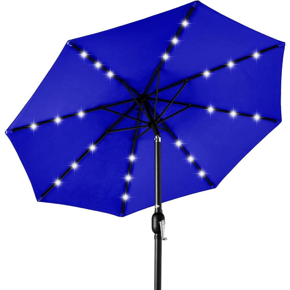 10 ft. Aluminum Umbrella Solar Powered Polyester LED Lighted Patio - Resort