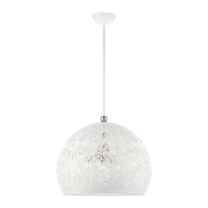 Chantily 3 Light White with Brushed Nickel Accents Pendant