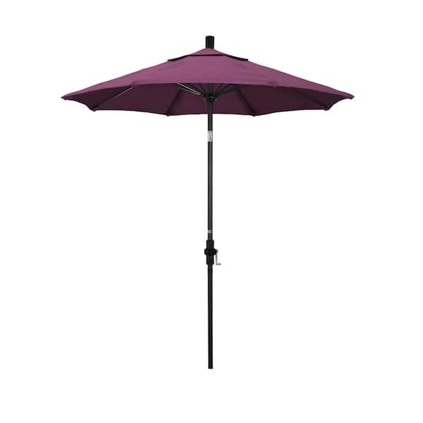 California Umbrella 7.5 ft. Matted Black Aluminum Market Patio Umbrella Fiberglass Ribs and Collar Tilt in Iris Sunbrella