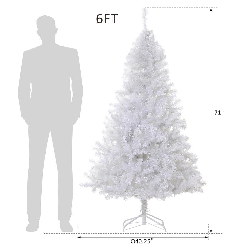 6-Foot White Prelit Artificial Christmas Tree with LED Lights