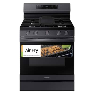 6 cu. ft. Smart Wi-Fi Enabled Convection Gas Range with No Preheat AirFry in Black Stainless Steel